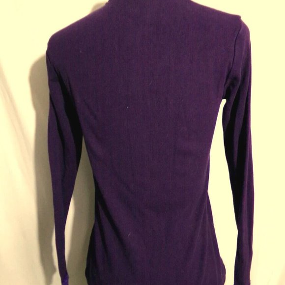 Mock neck Ribbed 1/2 zip up Workout Knitted Top XS Plum Purple Lace Athleisure - Picture 10 of 10